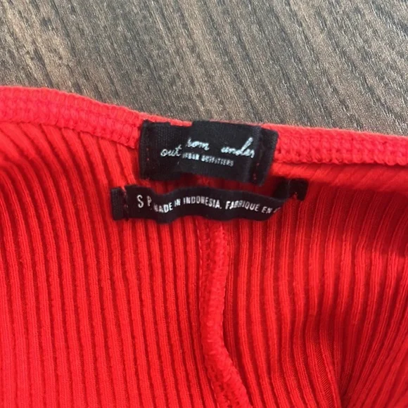 Urban Outfitters Out From Under Vera Ruched Ribbed Bodysuit in Red - Picture 4 of 7